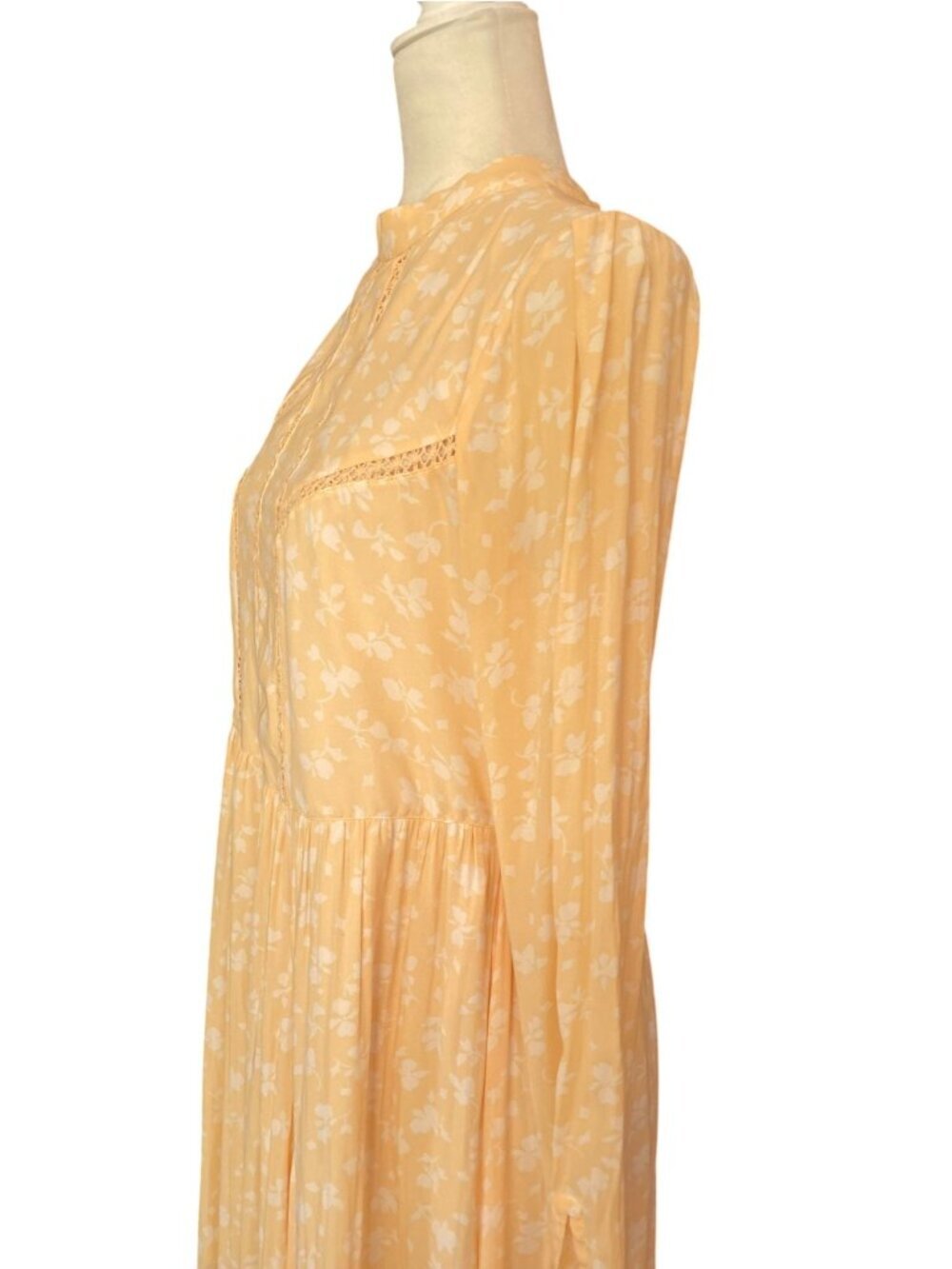 Anthropologie Something Navy Yellow Floral Maxi Dress Lightweight Front Slits Bo - Picture 4 of 16